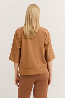 Bugatti Damen Sweater met korte mouwen en oversized mouwen Bruin