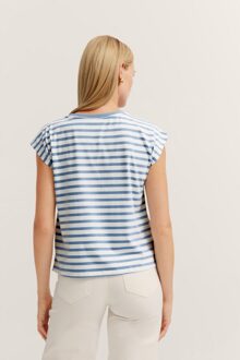 Bugatti Damen T-shirt met streeppatroon Lichtblauw - XL