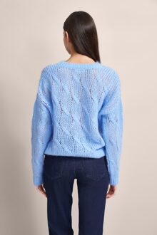 Bugatti Damen Trui met kabelpatroon - maat 2XL Lichtblauw