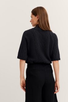 Bugatti Damen Zomertrui van katoen-linnenmix Zwart - XL