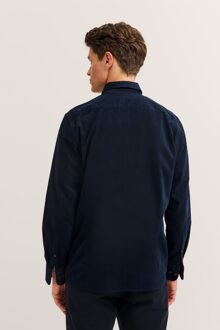 Bugatti Herren Corduroy overhemd in modern fit met button-down kraag Marineblauw - XL