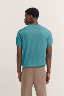 Bugatti Herren Gebreid shirt met korte mouwen en geribde manchetten Groen - L