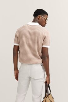 Bugatti Herren Gebreide katoenen polo met korte mouwen - maat XL Taupe