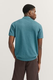 Bugatti Herren Gebreide polo korte mouw in fijn breisel Groen - 2XL