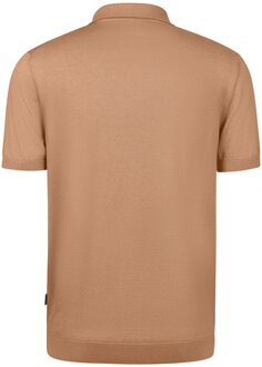 Bugatti Herren Gebreide polo korte mouw met knoopsluiting Taupe - L