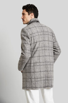 Bugatti Herren Jas met opstaande kraag en geruit dessin - maat EU 52 Lichtgrijs