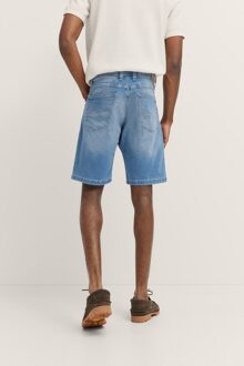 Bugatti Herren Jeans Bermuda in used-wash dessin Blauw