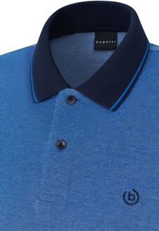 Bugatti Herren Katoenen polo - maat S Blauw en Grijs Multi
