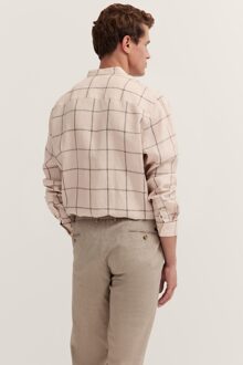 Bugatti Herren Linnen overhemd met ruitpatroon Beige - 4XL