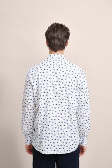 Bugatti Herren Oxford overhemd met print Marineblauw