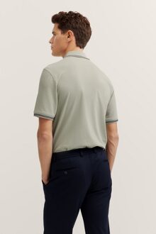 Bugatti Herren Polo met contrasterende strepen en borduursel op de borst Beige - 4XL