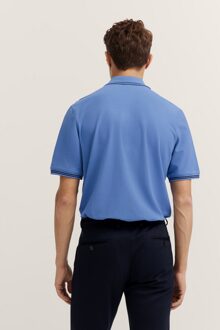 Bugatti Herren Polo met contrasterende strepen en borduursel op de borst Blauw en Grijs Multi - 2XL