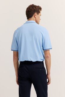 Bugatti Herren Polo met contrasterende strepen en borduursel op de borst Lichtblauw