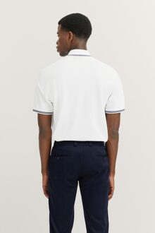 Bugatti Herren Polo met contrasterende strepen en borduursel op de borst - maat M Wit