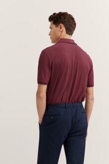 Bugatti Herren Polo met contrasterende strepen en borduursel op de borst - maat XL Bordeaux