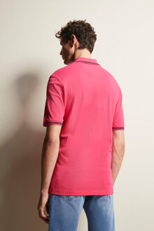 Bugatti Herren Poloshirt met contrasterende strepen Roze