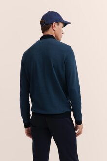 Bugatti Herren Poloshirt met lange mouwen en gestructureerde kraag Marineblauw - 4XL