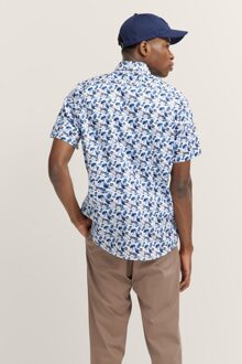 Bugatti Herren Satijnen keperstof overhemd - maat Blauw en Grijs Multi