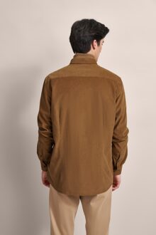 Bugatti Herren Shirt in modern fijn ribfluweel - maat Bruin