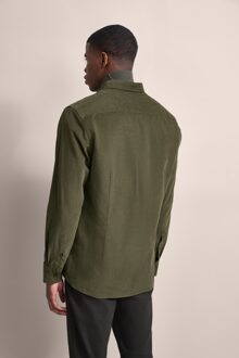 Bugatti Herren Shirt in modern fijn ribfluweel Olijf