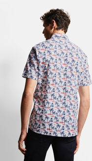 Bugatti Herren Shirt met palmopdruk - maat 2XL Donkerblauw