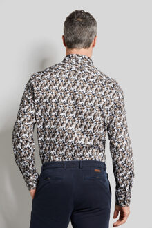 Bugatti Herren Twill overhemd met bloemenprint - maat Bruin