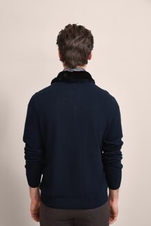 Bugatti Herren Vest met kraag van imitatiebont - maat Marineblauw