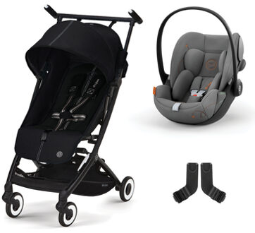 Buggy Libelle 2 Moon Black inclusief baby-autostoeltje Cloud G i-Size Lava Grey en Adapter Zwart