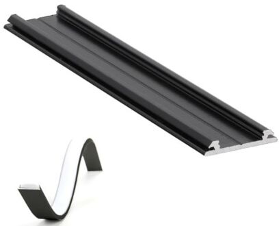 Buigbaar Aluminium Profiel Zwart voor 230V Ledstrip 10 cm - Arc 12 - 20x3,3mm - 1 meter