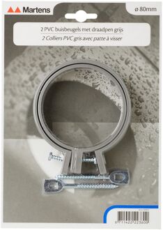 Buisbeugel Met M6-pen - Pvc - Grijs - Ø80mm - 2 Stuks