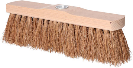 Buiten bezemkop - FSC hout - schroefdraad - 29 cm - kokosnoot vezels - bruin - straatbezem