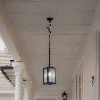 buiten hanglamp Bolgar, zwart, metaal, glas zwart, transparant