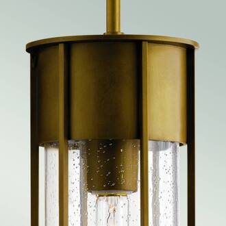 Buiten hanglamp Camillo, messingkleurig, aluminium, glas, E27 messing, helder
