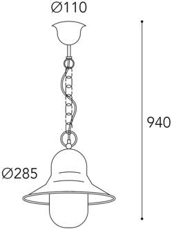 Buiten hanglamp Campanula 2094, antiek messing, Ø 29 cm, IP44 antiek messing, helder