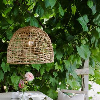 buiten hanglamp Cebu, Ø 46 cm, kabel 2,5m, IP44 licht hout, zwart