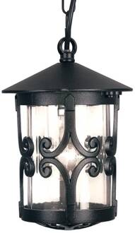 Buiten-hanglamp Hereford met ornamenten zwart, helder