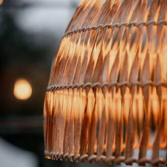 buiten hanglamp Lace natuurvezel, stekkerkabel, Ø37cm natuurlijke kleur, zwart