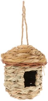 Buiten Opknoping Vogelhuisje Natuurlijke Hand Geweven Vogelnest Hut Voor Vink Kanarie Bulb klein