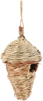 Buiten Opknoping Vogelhuisje Natuurlijke Hand Geweven Vogelnest Hut Voor Vink Kanarie Conical