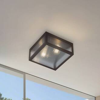 buiten plafondlamp Bolgar, zwart, metaal, glas zwart, transparant