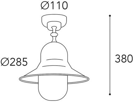 Buiten plafondlamp Campanula 2095, antiek messing, Ø 29 cm IP44 antiek messing, helder
