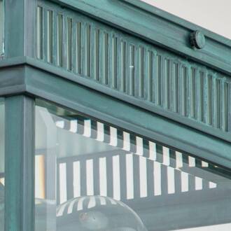 Buiten plafondlamp Holborn, verdigris-finish groen, transparant