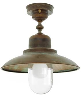 Buiten plafondlamp Turino, IP44, messing, glas, Ø 30 cm antiek messing, transparant