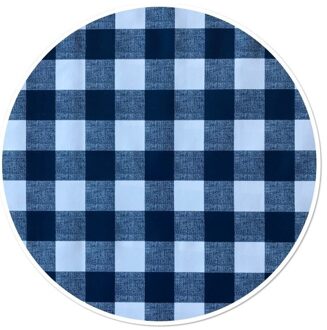 Buiten tafelkleed - boeren ruitjes - blauw - Dia 160 cm - rond - Tuintafelkleed -tafelzeil