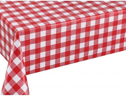 Buiten tafelkleed/tafelzeil boeren ruit rood/wit 140 x 200 cm