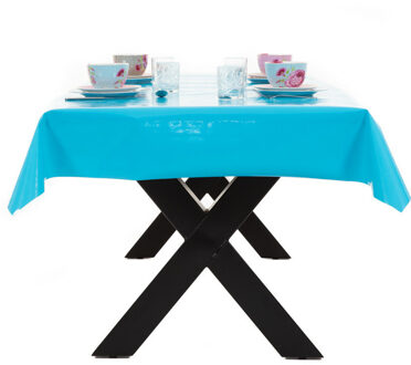 Buiten tafelkleed/tafelzeil turquoise blauw 140 x 250 cm rechthoekig