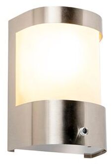 Buiten wandlamp RVS schemersensor - Mira Zilver