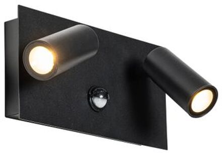 Buiten wandlamp zwart incl. LED 2-lichts bewegingssensor- Simon
