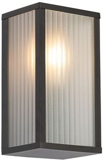 Buiten wandlamp zwart met ribbel glas IP44 - Charlois