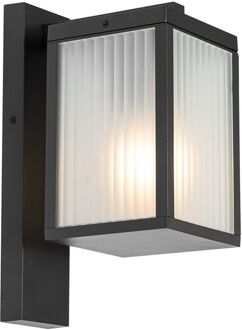 Buiten wandlantaarn zwart met ribbel glas IP44 - Charlois